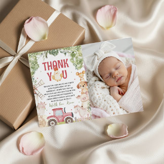 Convites Farm Animals Photo Thank You Card