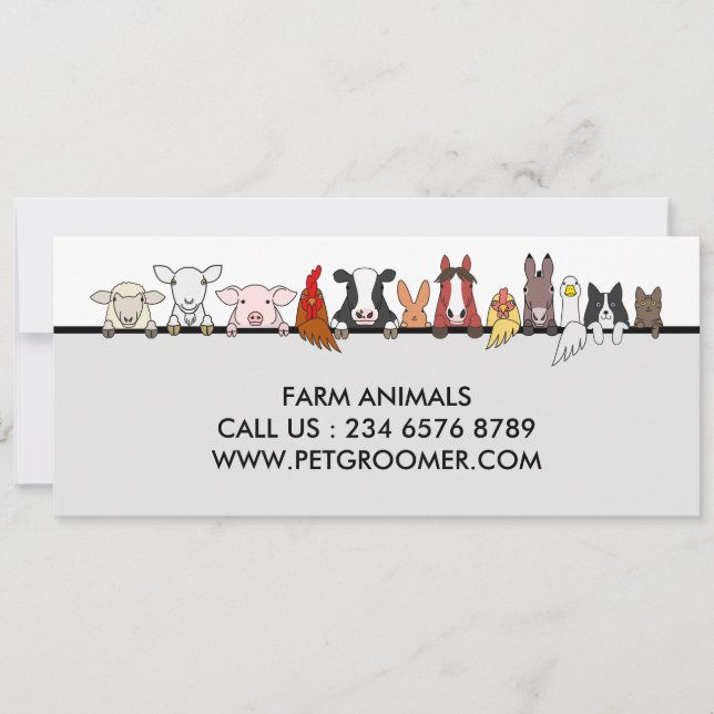 Convites Farm Animals Sheep Chicken Cow customer gift (Frente)