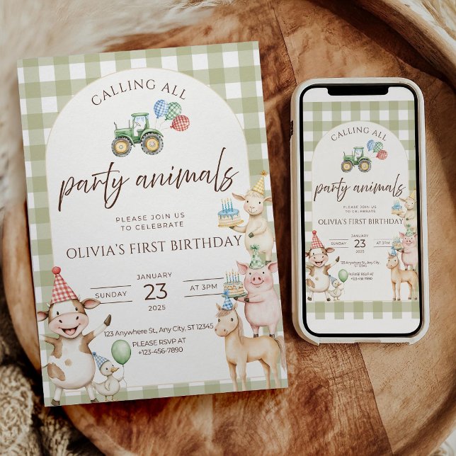 Convites Farm Birthday Invitation Digital Download Party In (Criador carregado)