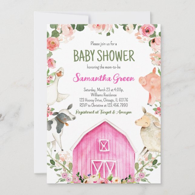 Convites Farm Girl Baby Shower (Frente)