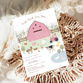 Convites Farm Party Animals Kids Birthday Invitation