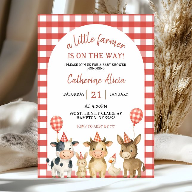 Convites Farm Party Baby Shower Invitation (Criador carregado)
