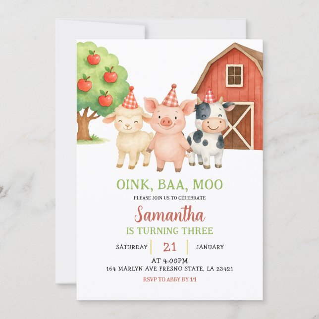 Convites Farm Party Birthday Invitation (Frente)