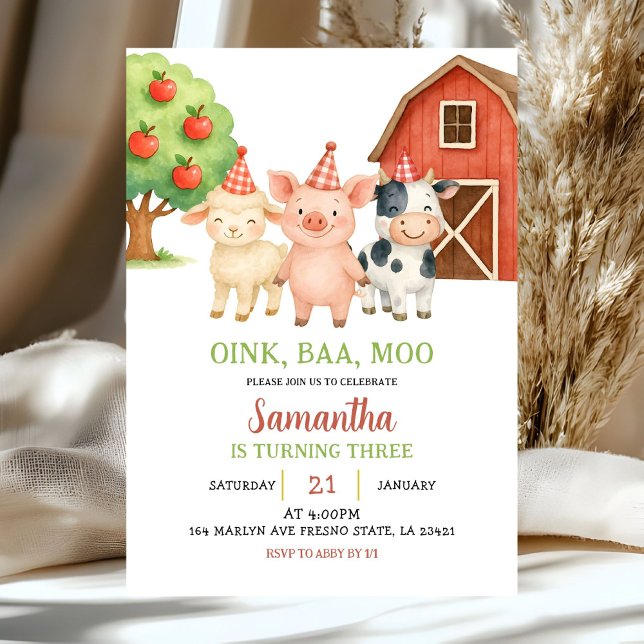 Convites Farm Party Birthday Invitation (Criador carregado)