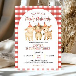 Convites Farm Party Calling All Party Animals Birthday
