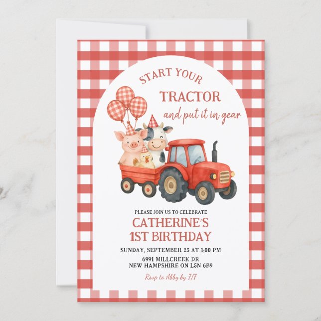 Convites Farm Party First Birthday Invitation (Frente)
