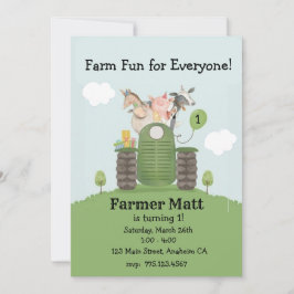 Convites Farmer Fun for Everyone Birthday Invitation