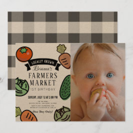 Convites Farmers Market Kraft Paper Foto do primeiro aniver