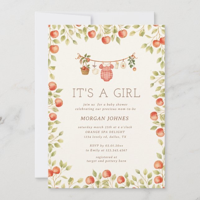 Convites Farmhouse Baby Clothesline Baby Shower (Frente)