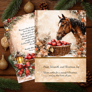 Convites Farmhouse Christmas Horse Winter Scene Card |