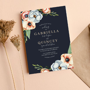 Convites Farmhouse Floral Anemone Greenery Wreath Casamento