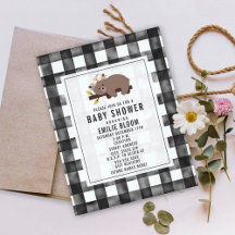 Farmhouse Gingham Boho Sleepy Bear Chá de fraldas