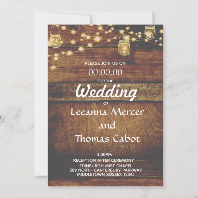 Convites Farmhouse Glam Rustic Wood Weditation (Frente)