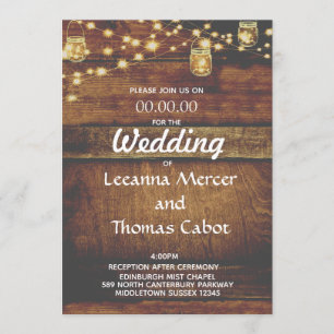 Convites Farmhouse Glam Rustic Wood Weditation