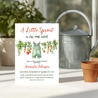 Convites Farmhouse Little Sprout Clothesline Baby Shower