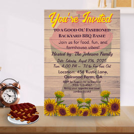 Convites Farmhouse Rustic BBQ Invitation Pig-roast Wood