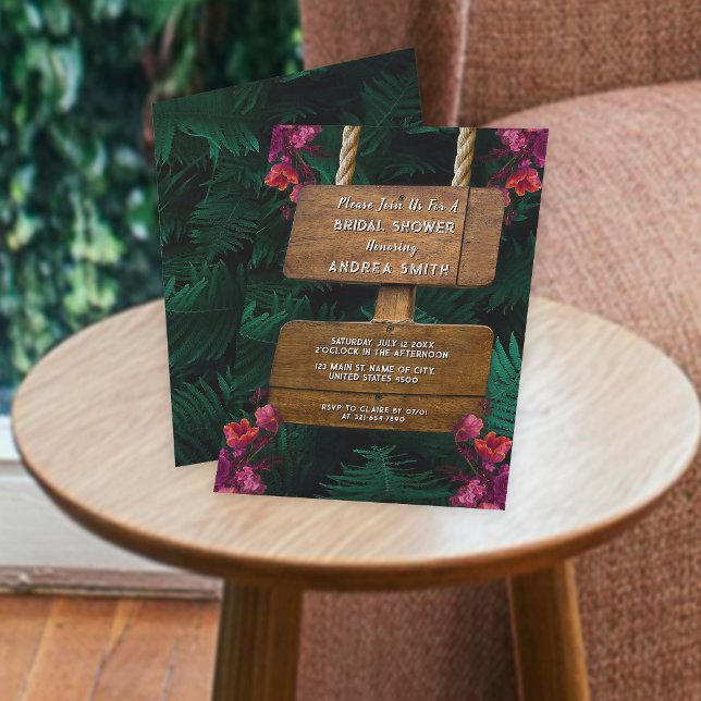 Convites Farn Verde de Jardim Folha e Chá de panela Floral (Criador carregado)