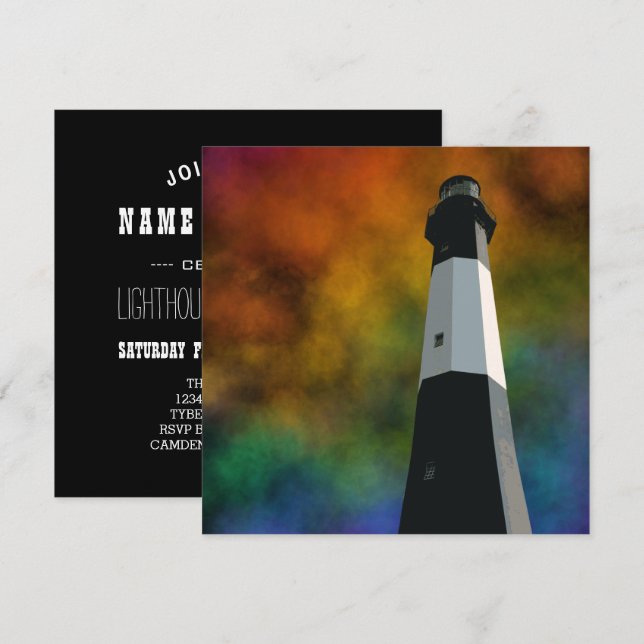 Convites farol da estação da ilha tybee (Frente/Verso)