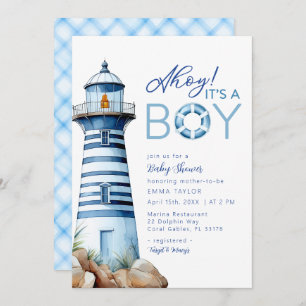 Convites Farol de Aquarela Ahoy É um Chá de fraldas