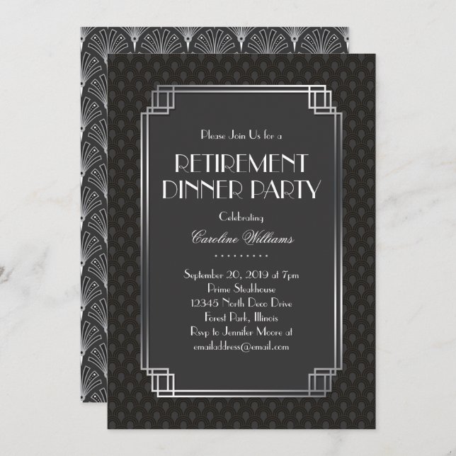 Convites Fãs de Prata - Fãs de Arte Deco (Frente/Verso)