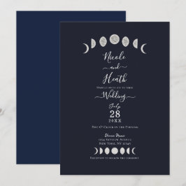 Convites Fases da Lua Astrologia Celestial Casamento Azul