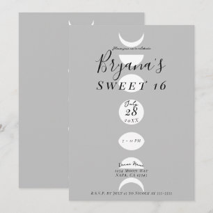 Convites Fases da Lua Ciclos Cinza e Branco Doce 16