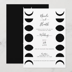 Convites Fases Lunares Ciclos Casamento Preto e Branco