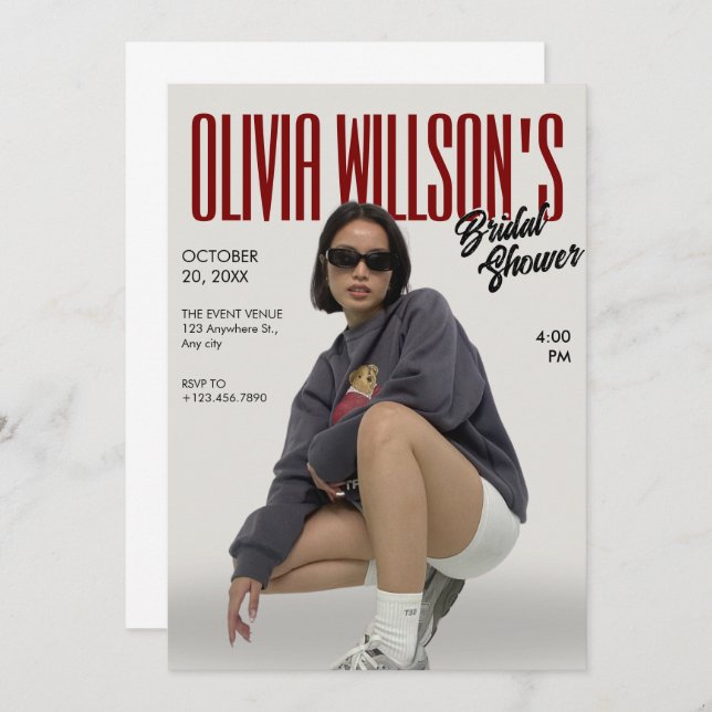 Convites Fashion Magazine - chá de panela de solteira (Frente/Verso)