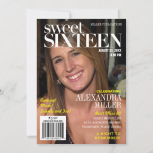 Convites Fashion Magazine Yellow Sweet 16 Party