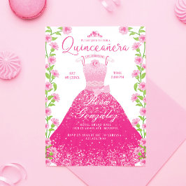 Convites Fashion Rosa Sonho Princesa Gown Quinceanera