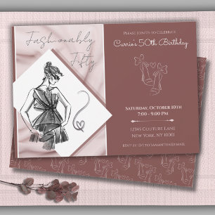 Convites Fashionably Fifty Chic Couture Aniversário de 50 a