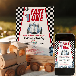 Convites Fast One 1st birthday Boy Racing Car Invitation