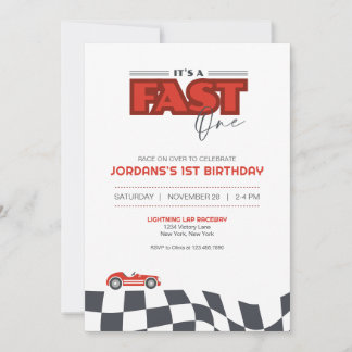 Convites Fast One First Birthday Race Car Invitation