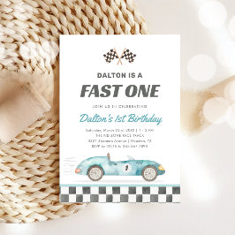 Convites Fast One Race Car Boy 1st Birthday Invitation