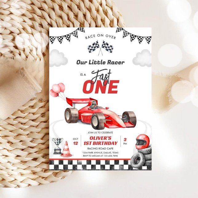 Convites Fast One Race Car Boy 1st Birthday Invitation (Criador carregado)