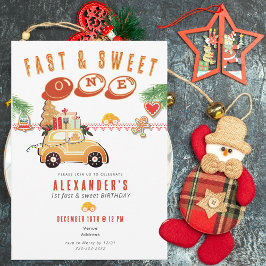 Convites Fast Sweet Christmas Gingerbread Car 1st Birthday