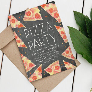 Convites Fatia de Aquarela   Pizza Party para Qualquer Ocas