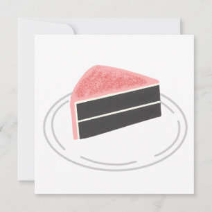 Convites Fatia de Bolo de Chocolate com Cobertura Rosa para