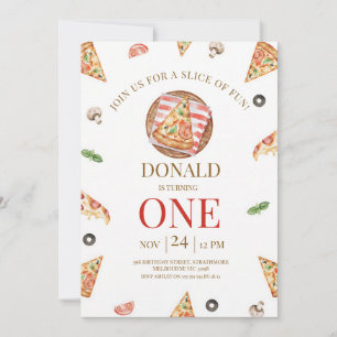 Convites Fatia de Diversão na Festa de Pizza de 1º Aniversá