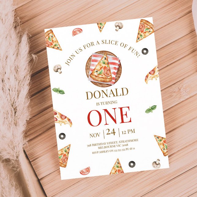 Convites Fatia de Diversão na Festa de Pizza de 1º Aniversá (Criador carregado)