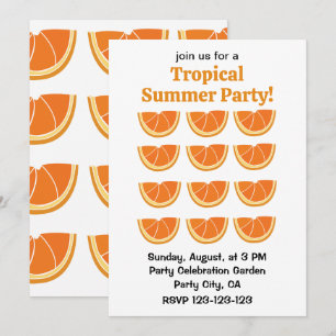 Convites Fatia de Fruta Laranja Festa Tropical de Verão