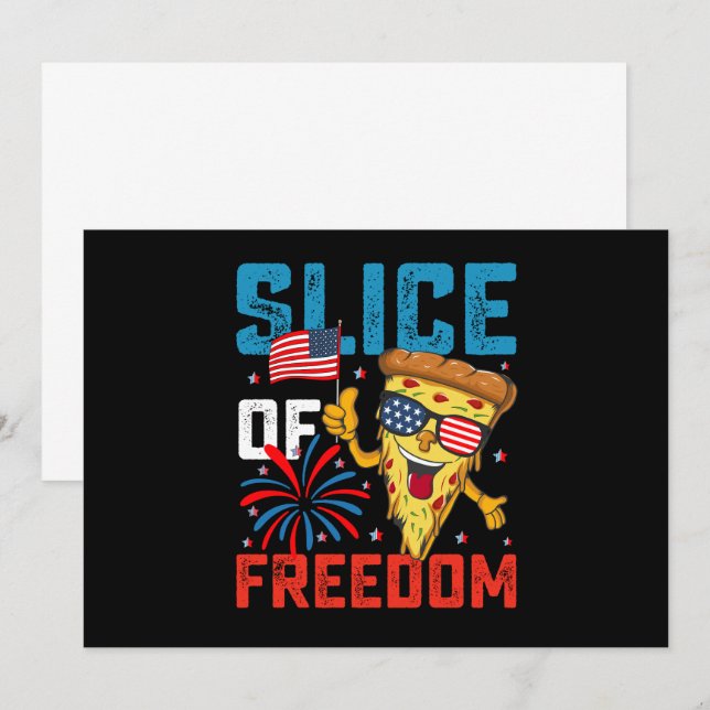 Convites Fatia De Liberdade 4 De Julho Pizza Óculos De Sol  (Frente/Verso)
