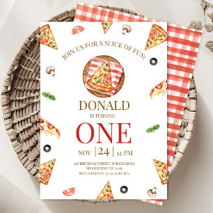 Convites Fatia De Pizza Do primeiro aniversario Divertido