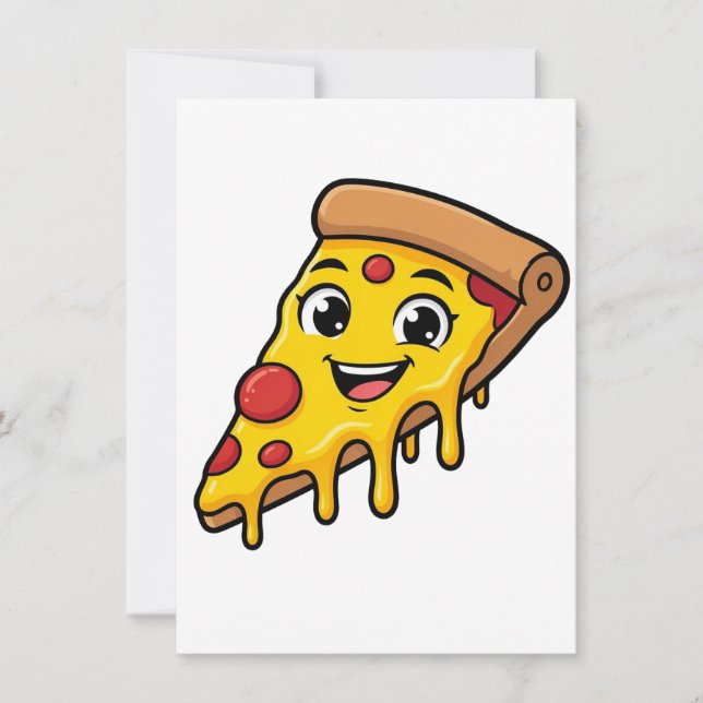 Convites Fatia de Pizza Feliz e Divertida com Queijo Elásti (Frente)