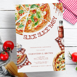 Convites Fatia Slice Baby Modern Pizza Chá de fraldas Convi