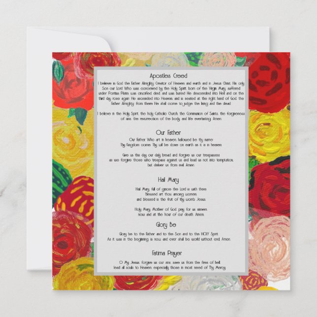 Convites Fatima Prayer Card (Verso)