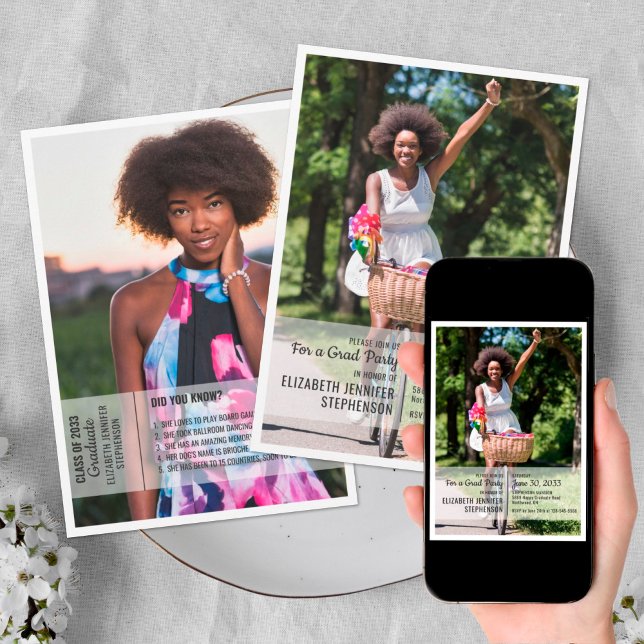Convites Fatos divertidos 2 fotografia de graduação moderna (Criador carregado)
