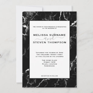 Convites Faux Black Marble Texture Look Weds