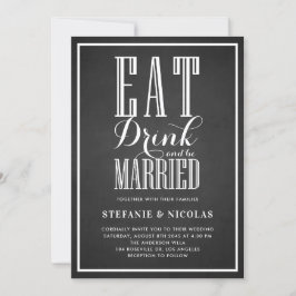 Convites Faux Chalkboard Comer, Beber e Casar
