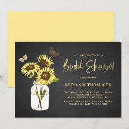 Convites Faux Chalkboard Yellow Sunflower Chá de panela